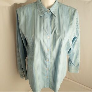 Eddie Bauer aqua green striped button down shirt 2X Tall